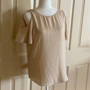Cooper & Ella Gold Polka Dot Cold Shoulder Shirt